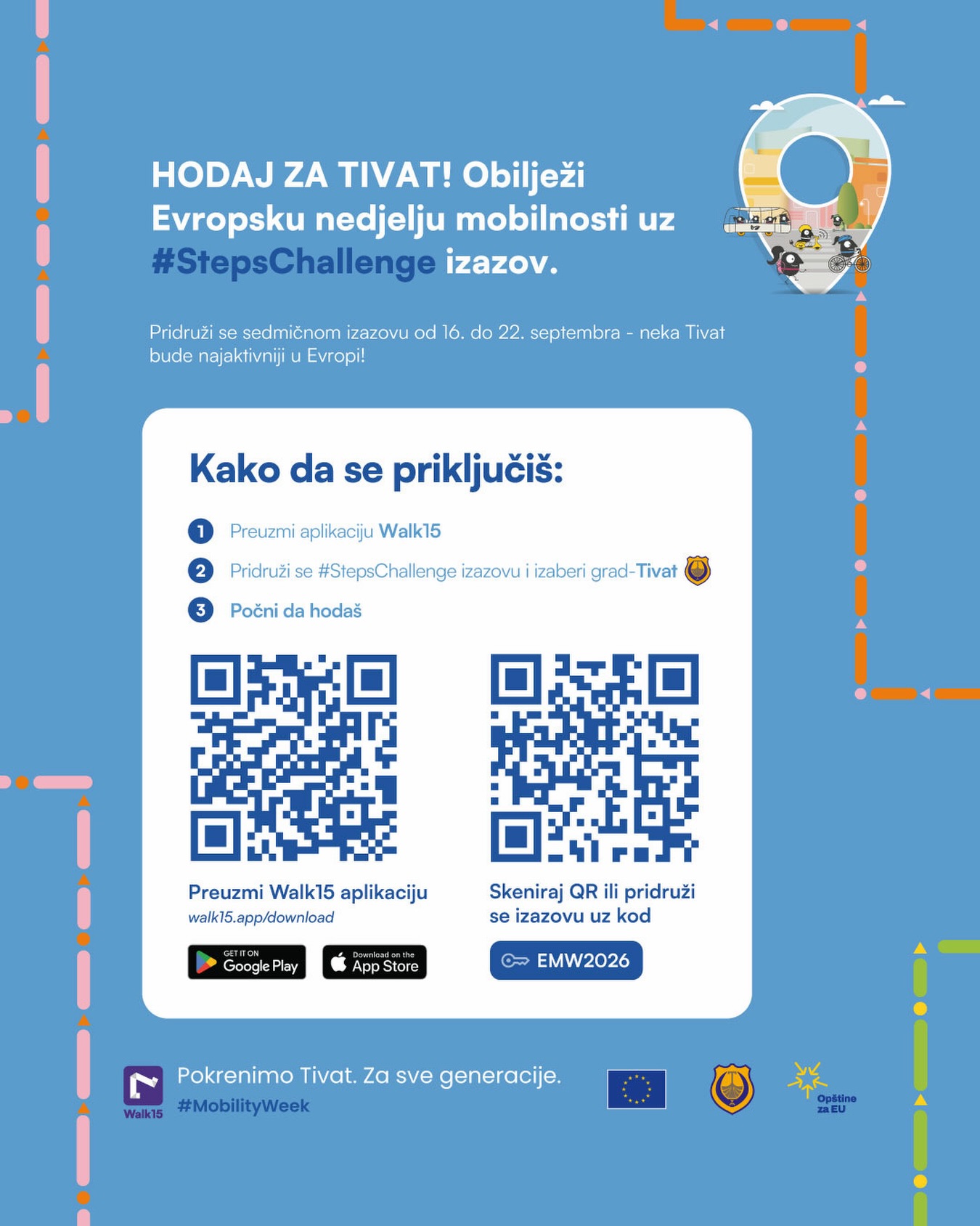 Mobility Week Steps Challenge 2026 - Hodaj za Tivat