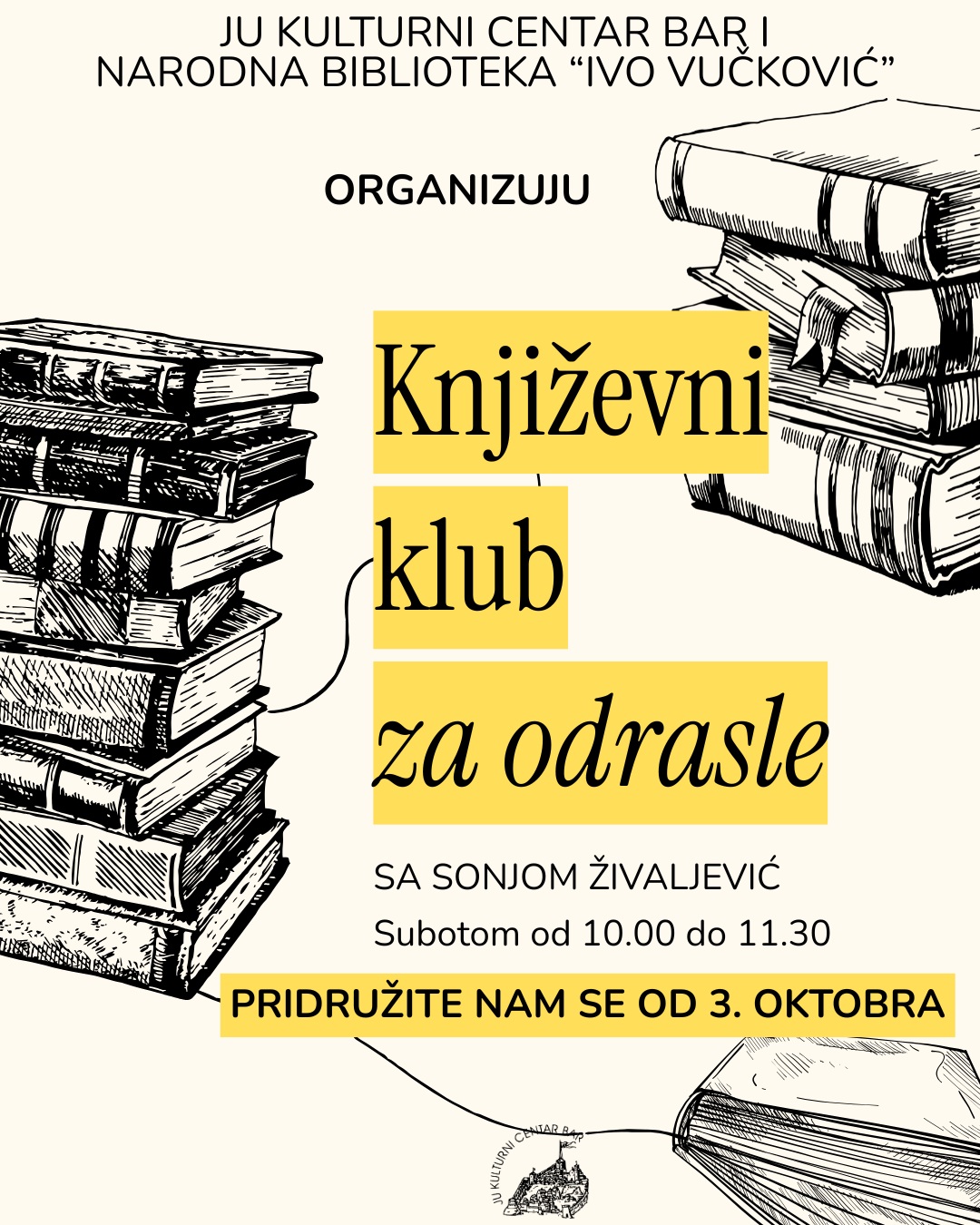 Književni klub za odrasle sa Sonjom Živaljević, Narodna biblioteka „Ivo Vučković"