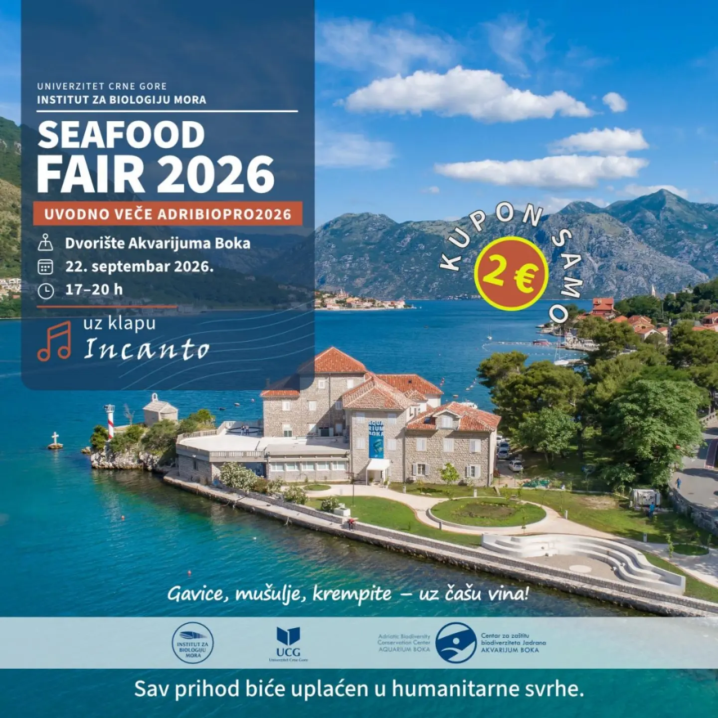 SEAFOOD FAIR 2026 - Uvodno veče AdriBioPro2026, Dvorište Akvarijuma Boka