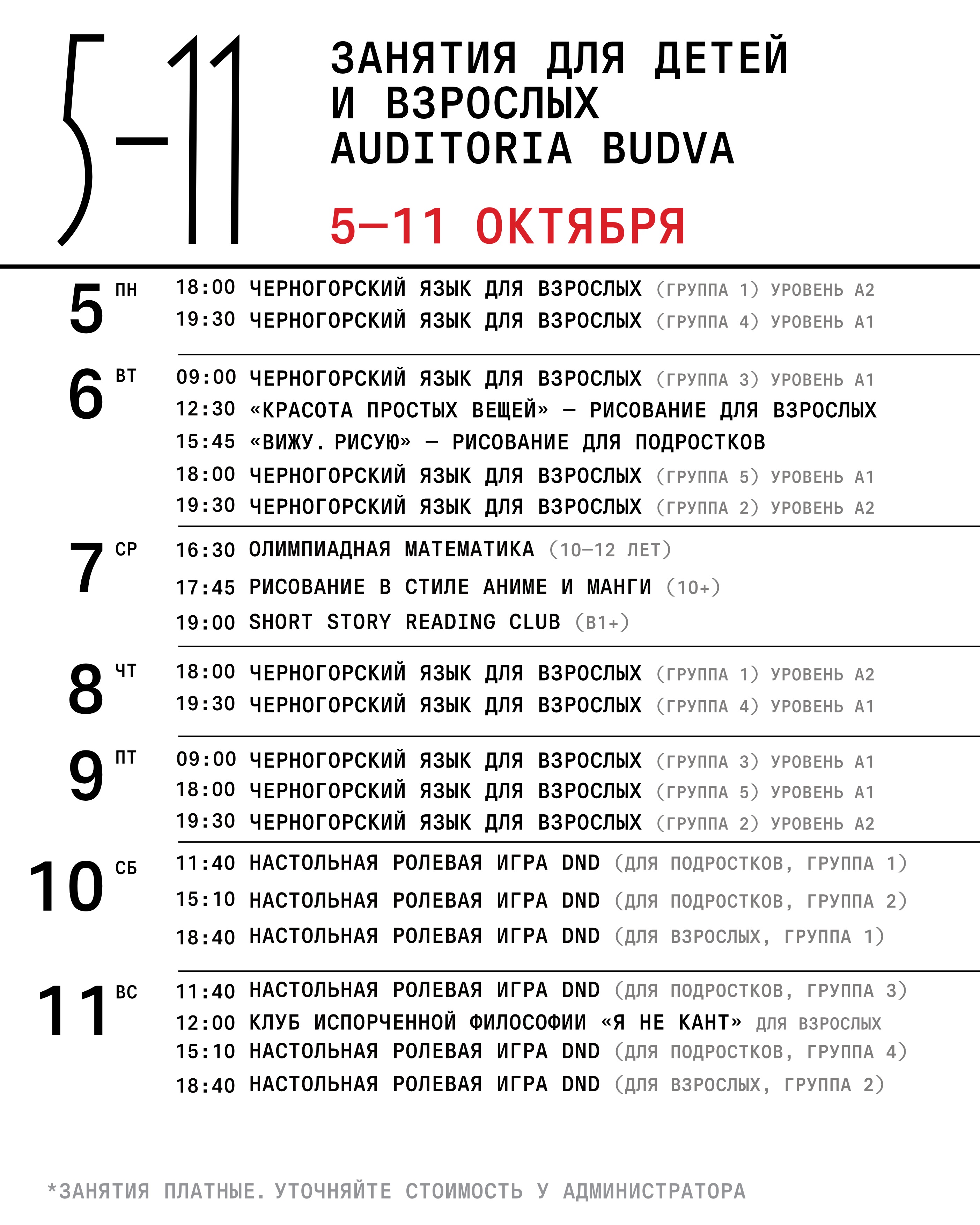 Клуб испорченной философии «Я не Кант» для взрослых, Auditoria Budva