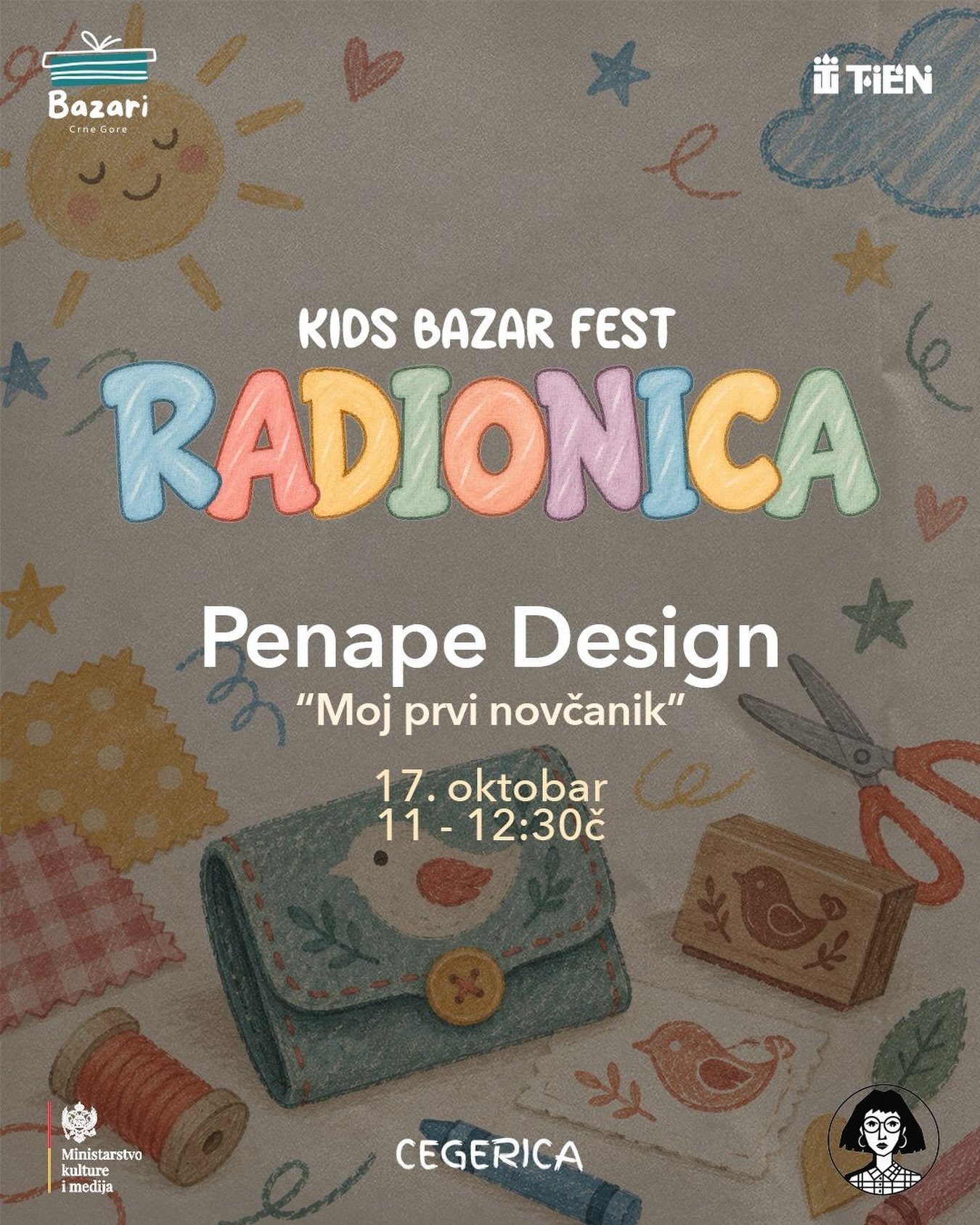 Moj prvi novčanik - kreativna radionica (Penape Design), ispred kafića Tien