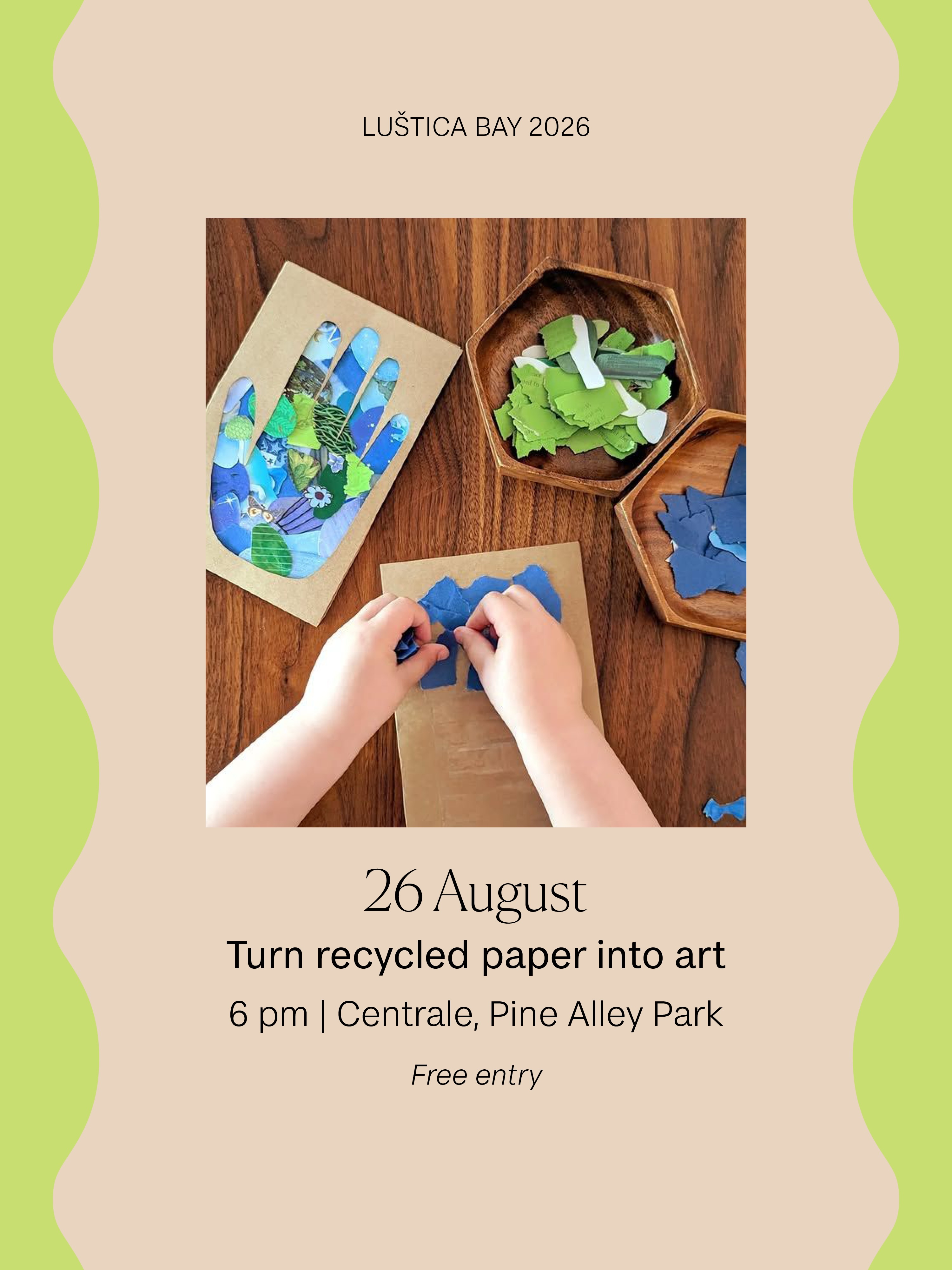 Turn recycled paper into art, Centrale; Pine Alley park