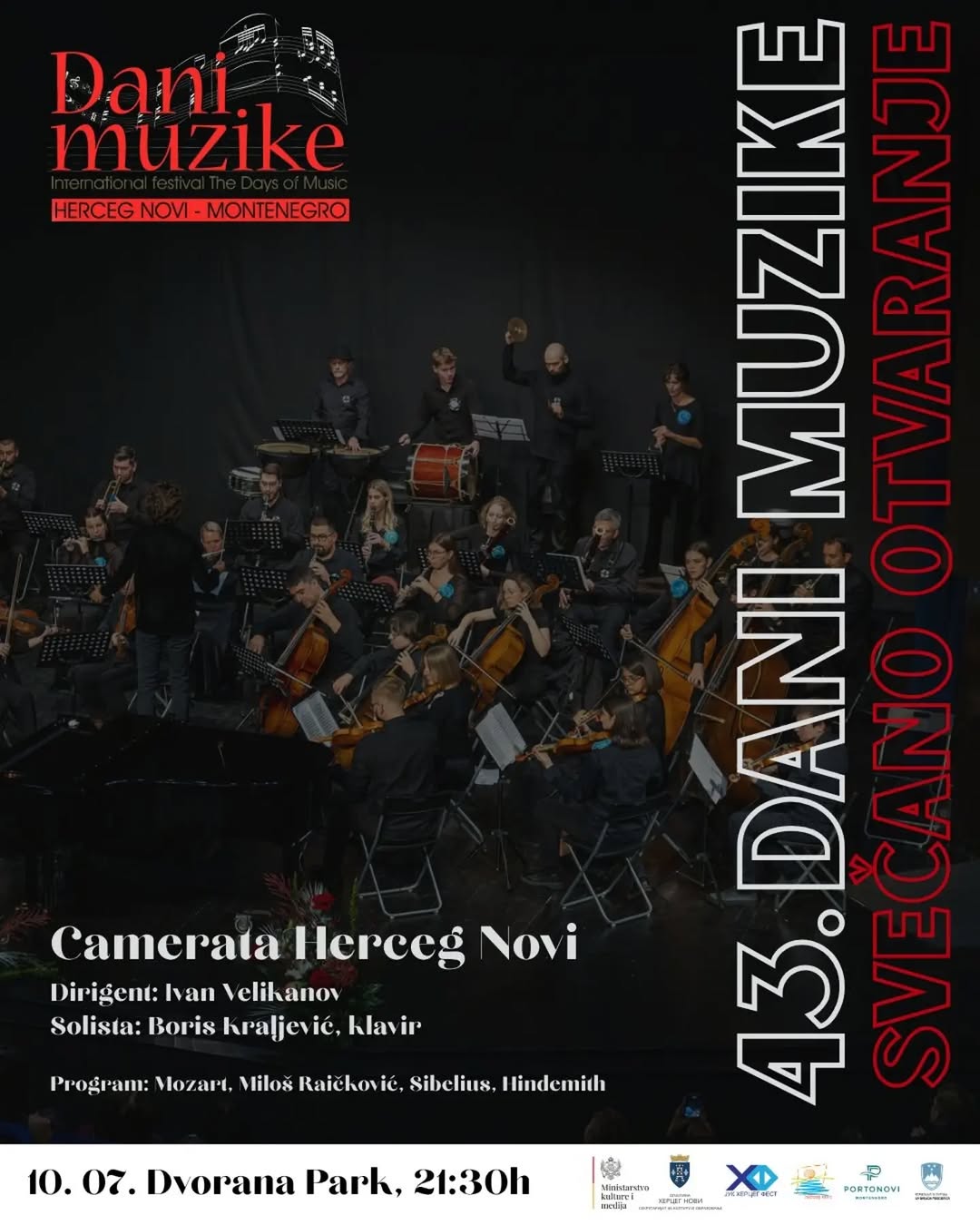 Otvorenje 43. Međunarodnog festivala umjetničke muzike Dani muzike: Camerata Herceg Novi i klavirski solista