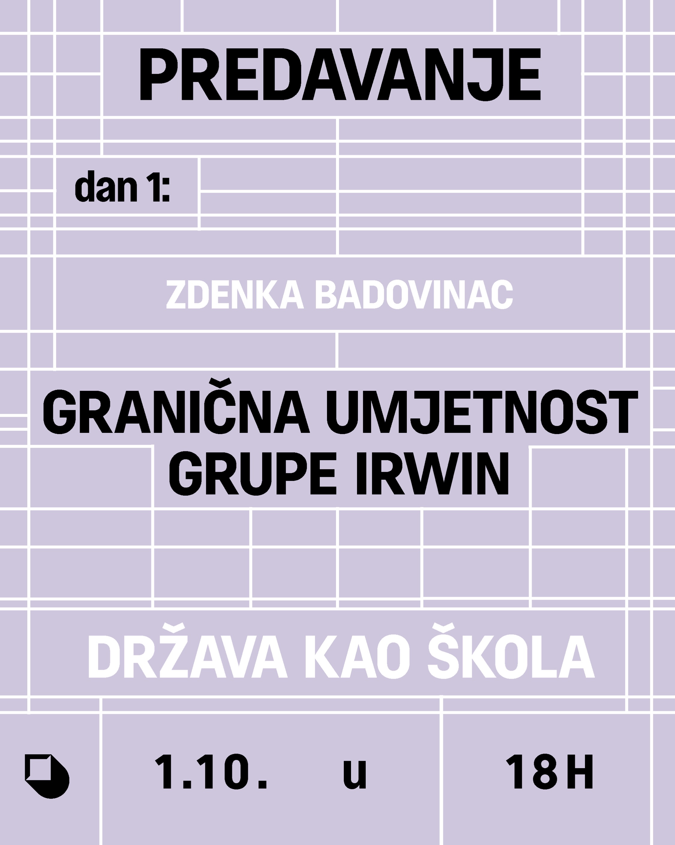 Predavanje: Zdenka Badovinac -- Granična umjetnost grupe IRWIN, Galerija MSUCG