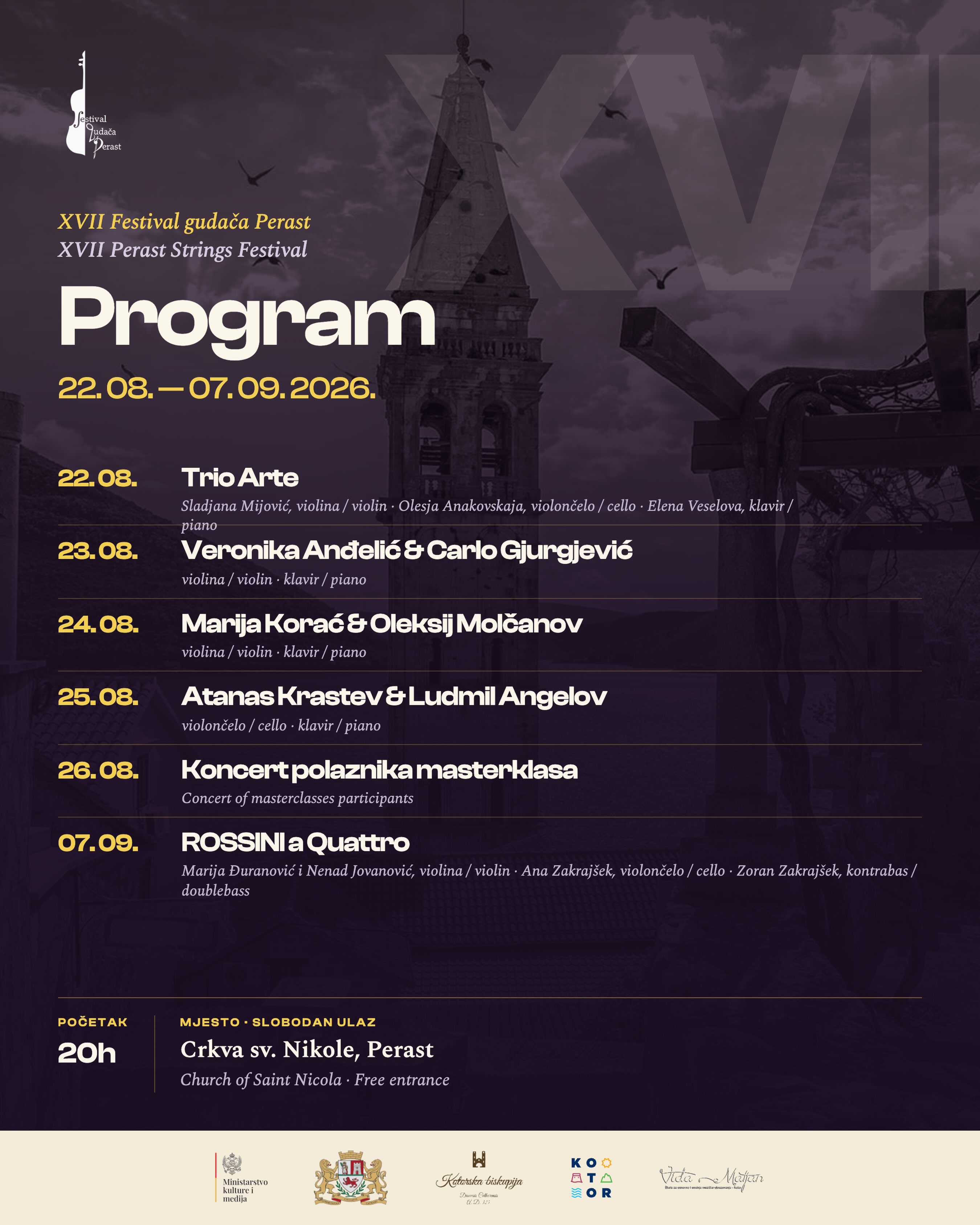 Koncert polaznika master klasa, Crkva sv. Nikole, Perast