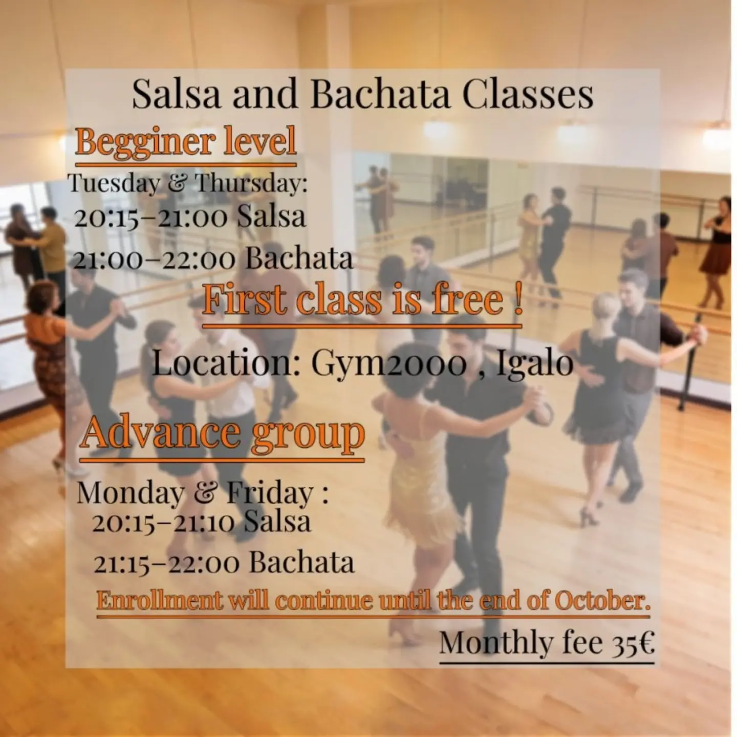 Salsa & Bachata Classes -- Advanced, Gym2000, Igalo