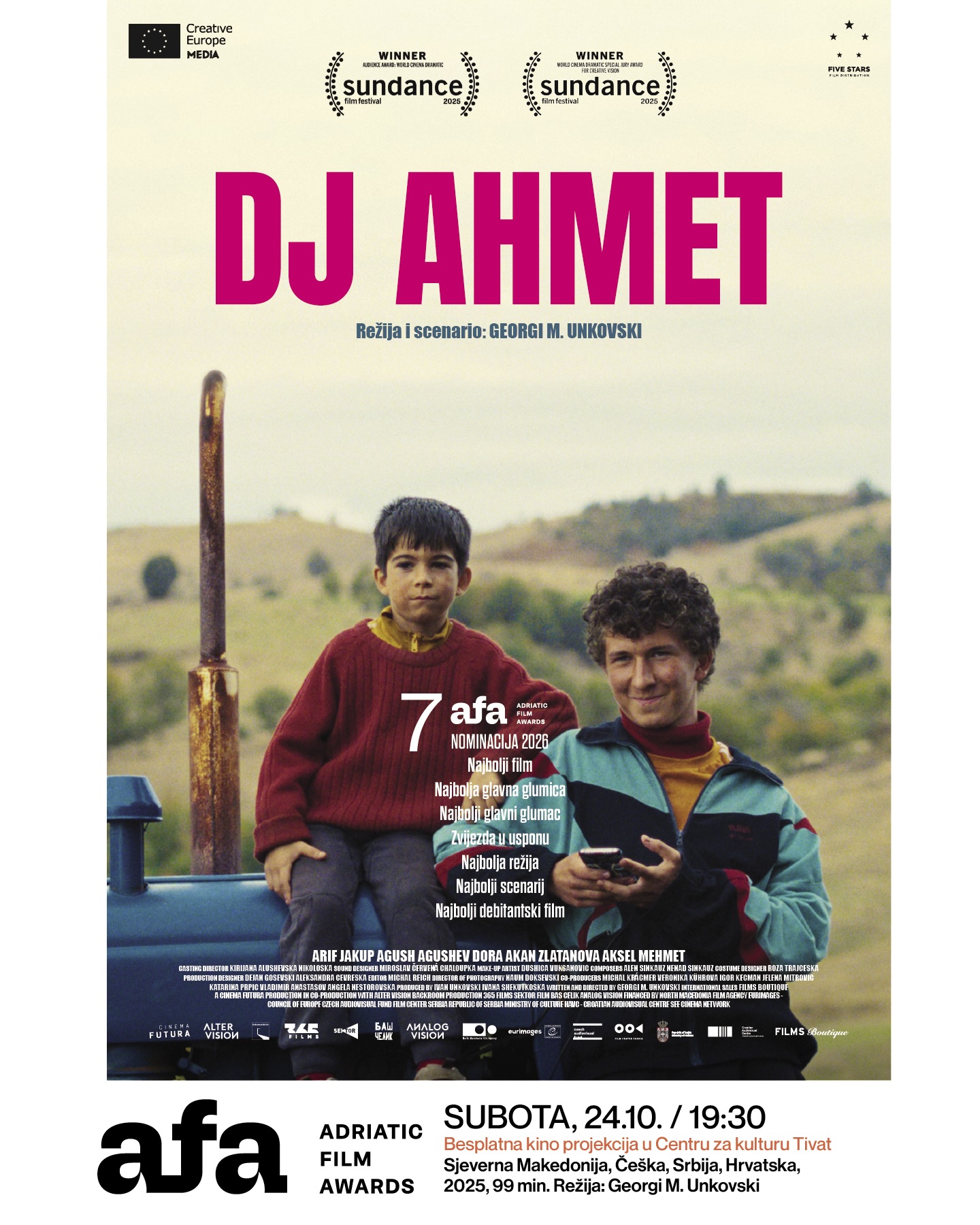 Adriatic Film Awards -- projekcija filma "Futura", Centar za kulturu Tivat
