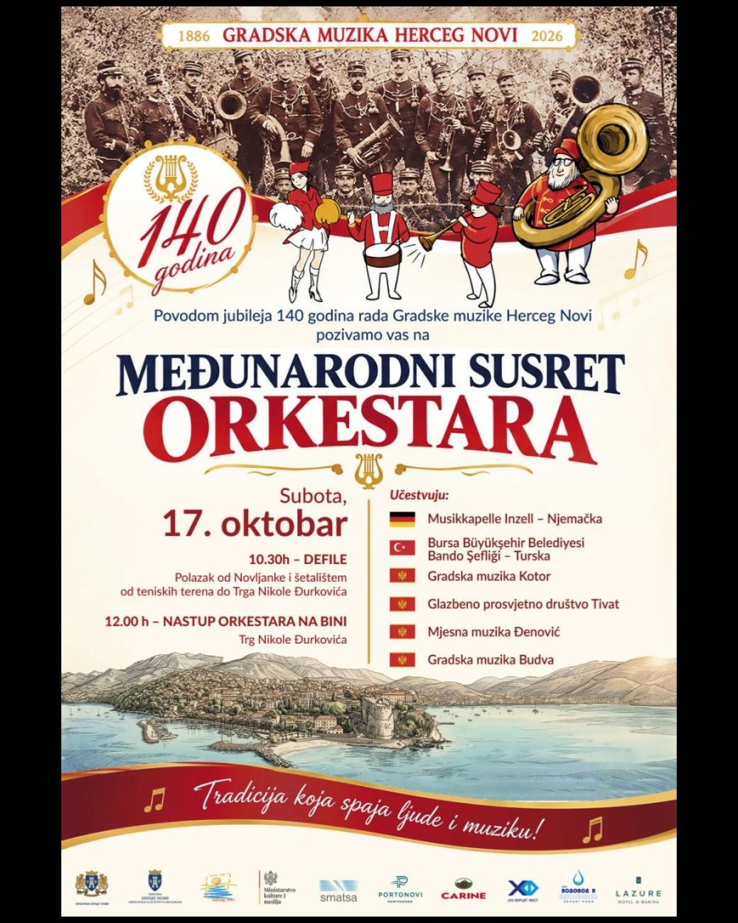 Međunarodni susret orkestara u čast 140 godina Gradske muzike Herceg Novi, Trg Nikole Đurkovića