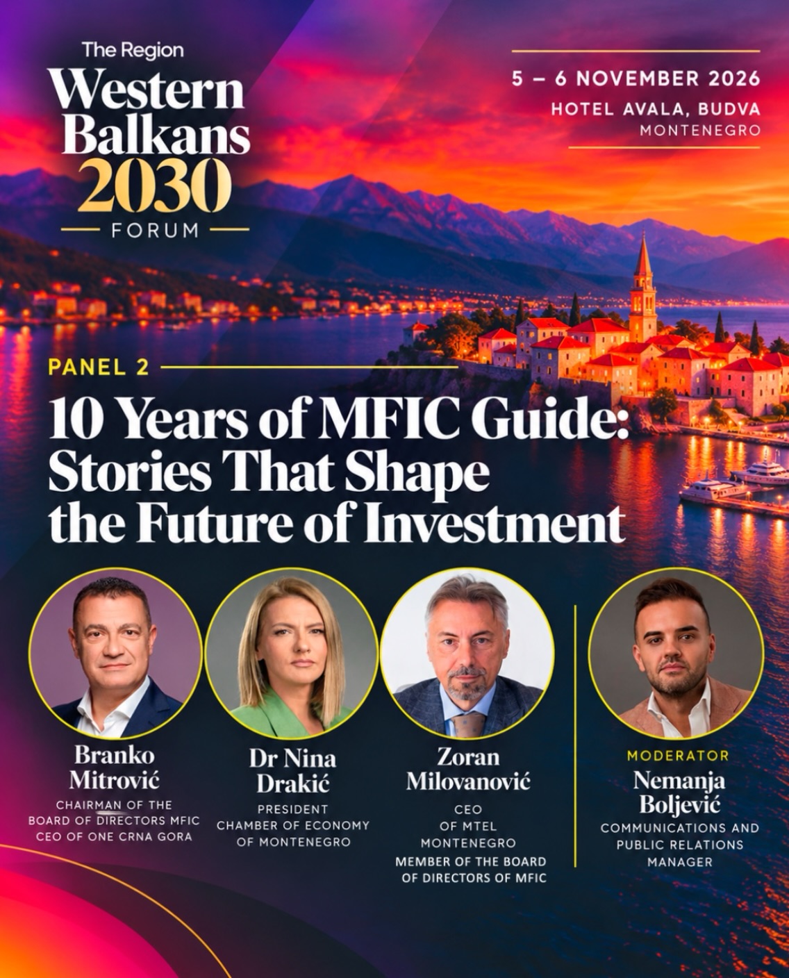 Western Balkans 2030 -- Panel 2: 10 Years of MFIC Guide: Stories That Shape the Future of Investment, Hotel Avala