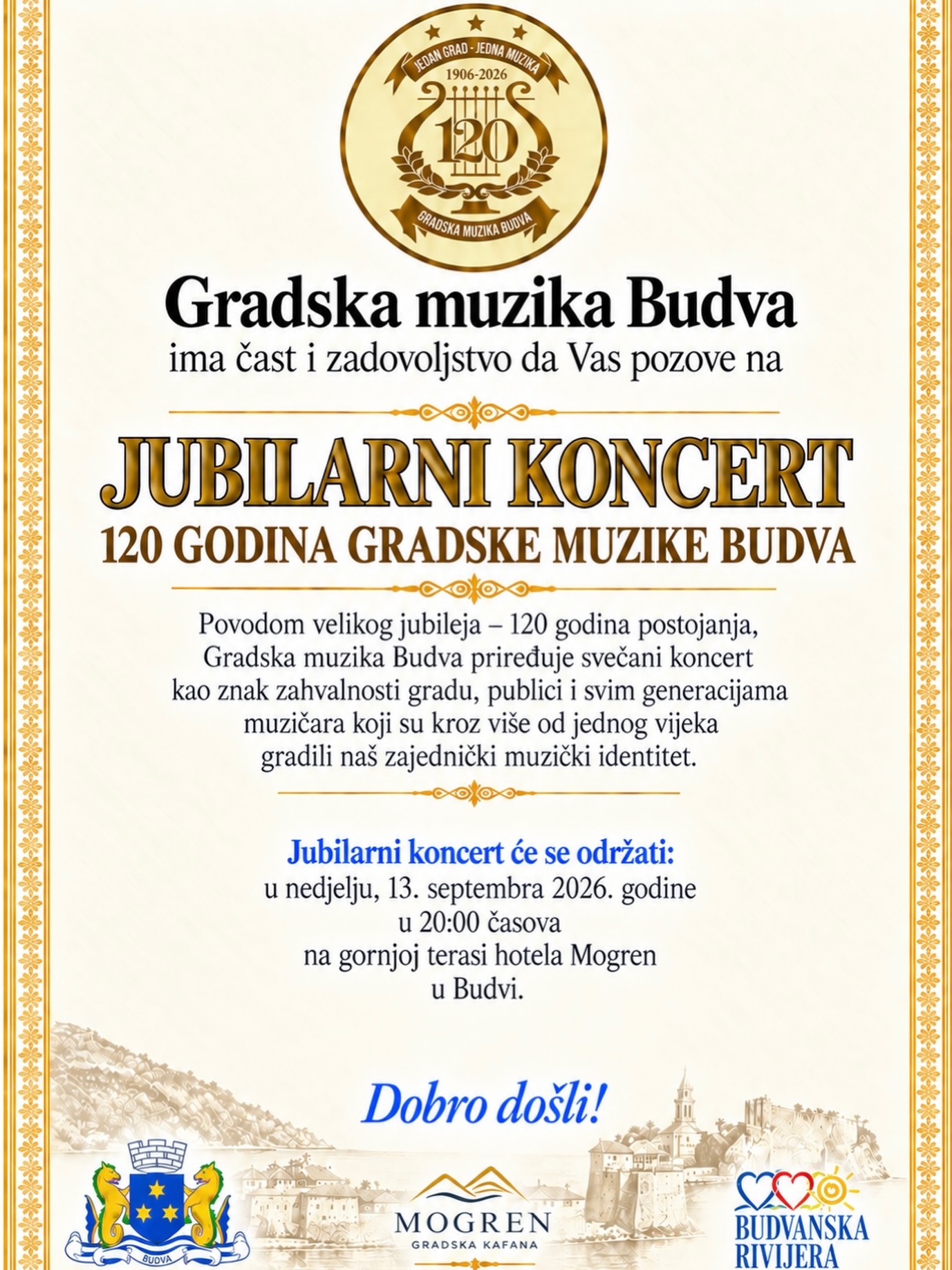 Jubilarni koncert 120 godina Gradske muzike Budva, Gornja terasa hotela Mogren