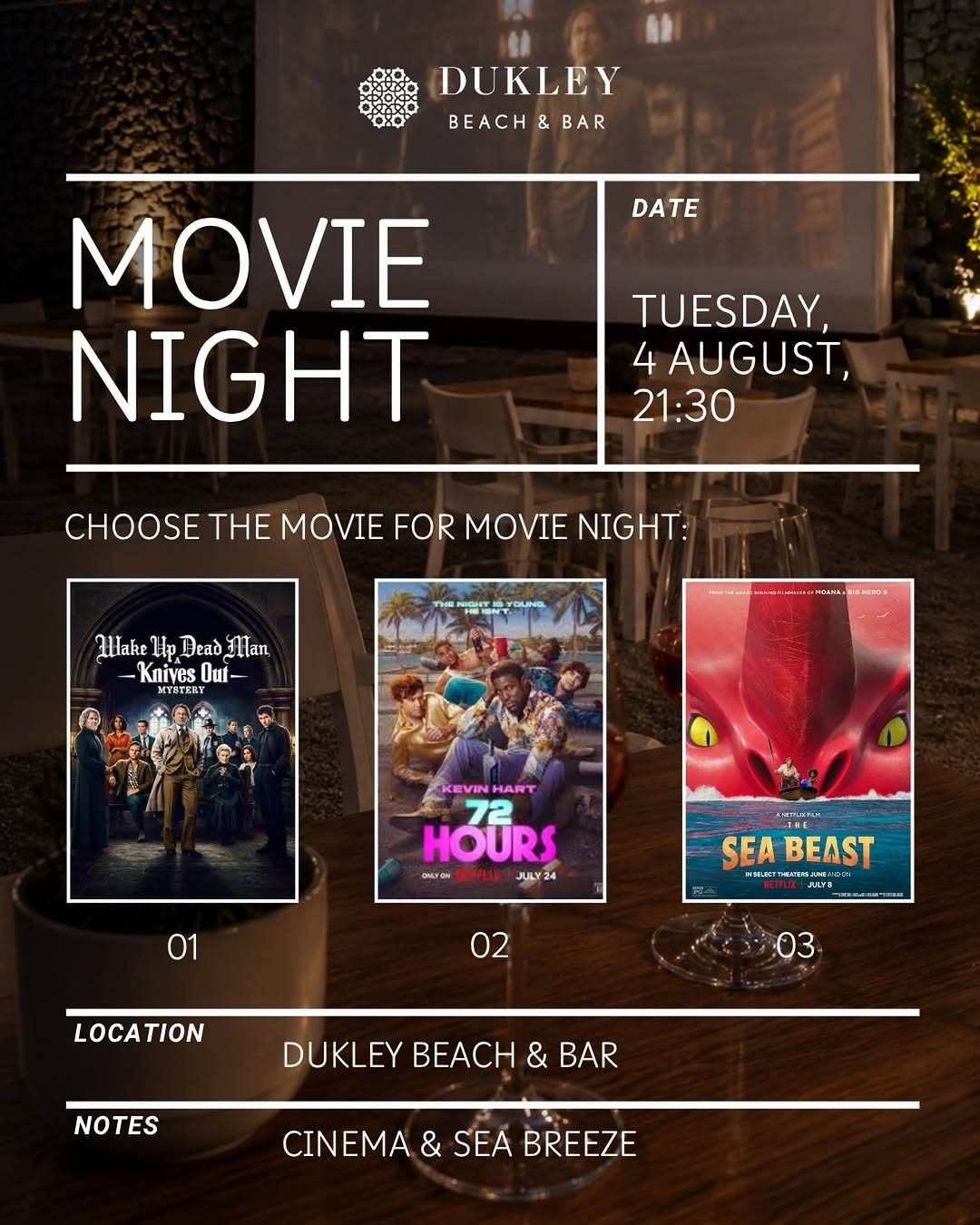 Movie Night at Dukley Beach & Bar