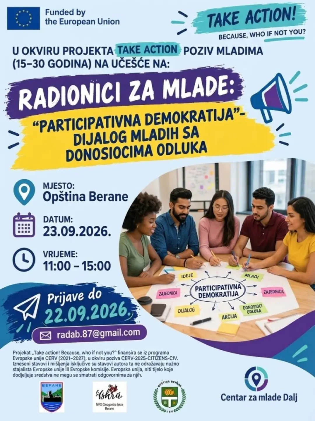 Radionica za mlade: Participativna demokratija - dijalog mladih sa donosiocima odluka, Velika sala Opštine Berane