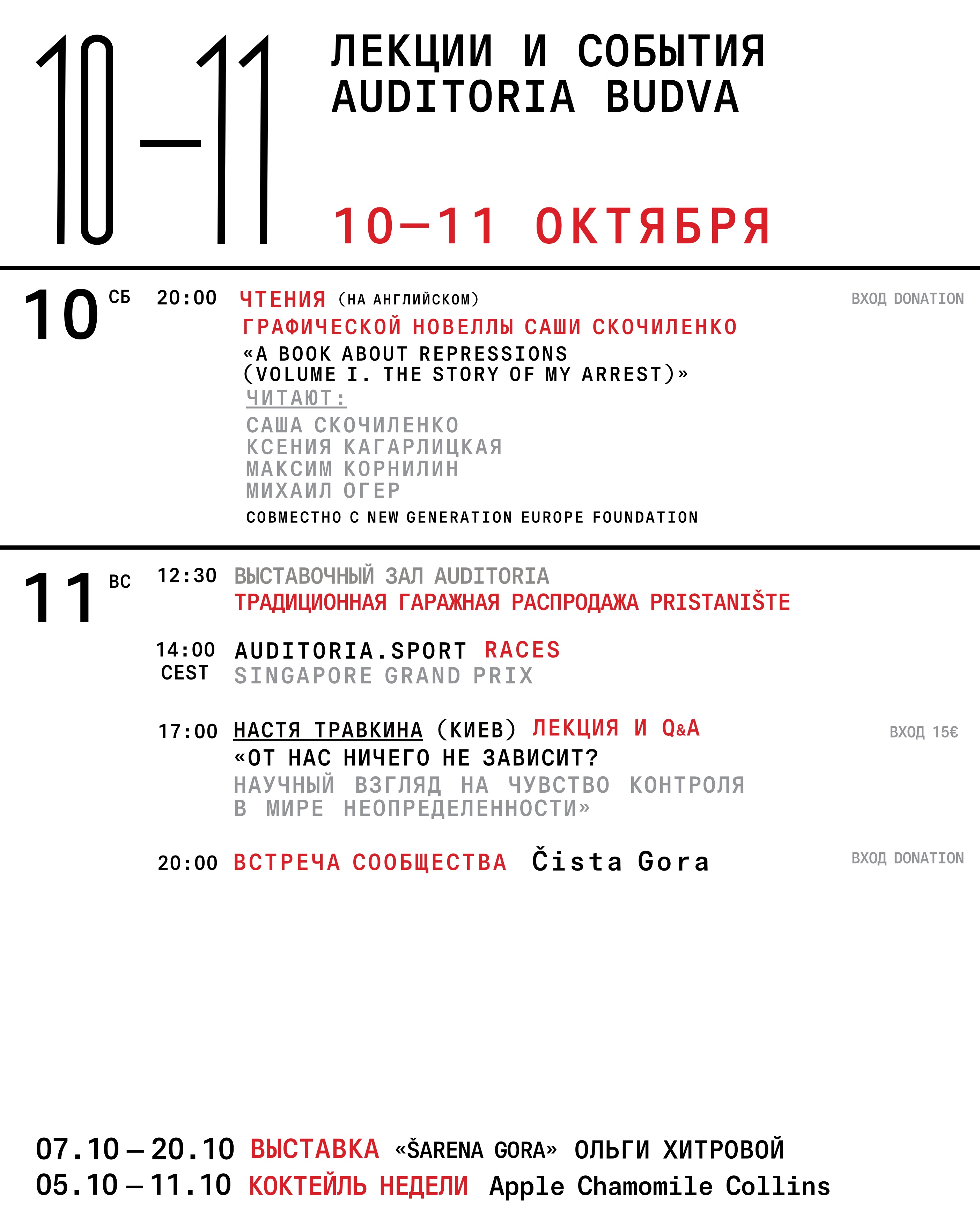 Традиционная гаражная распродажа Pristaniste, Auditoria Budva