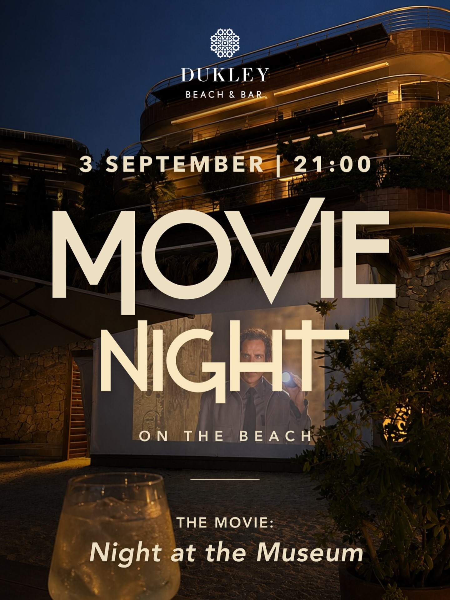 Movie Night: Night at the Museum, Laguna Beach & Restaurant, Dukley Riviera