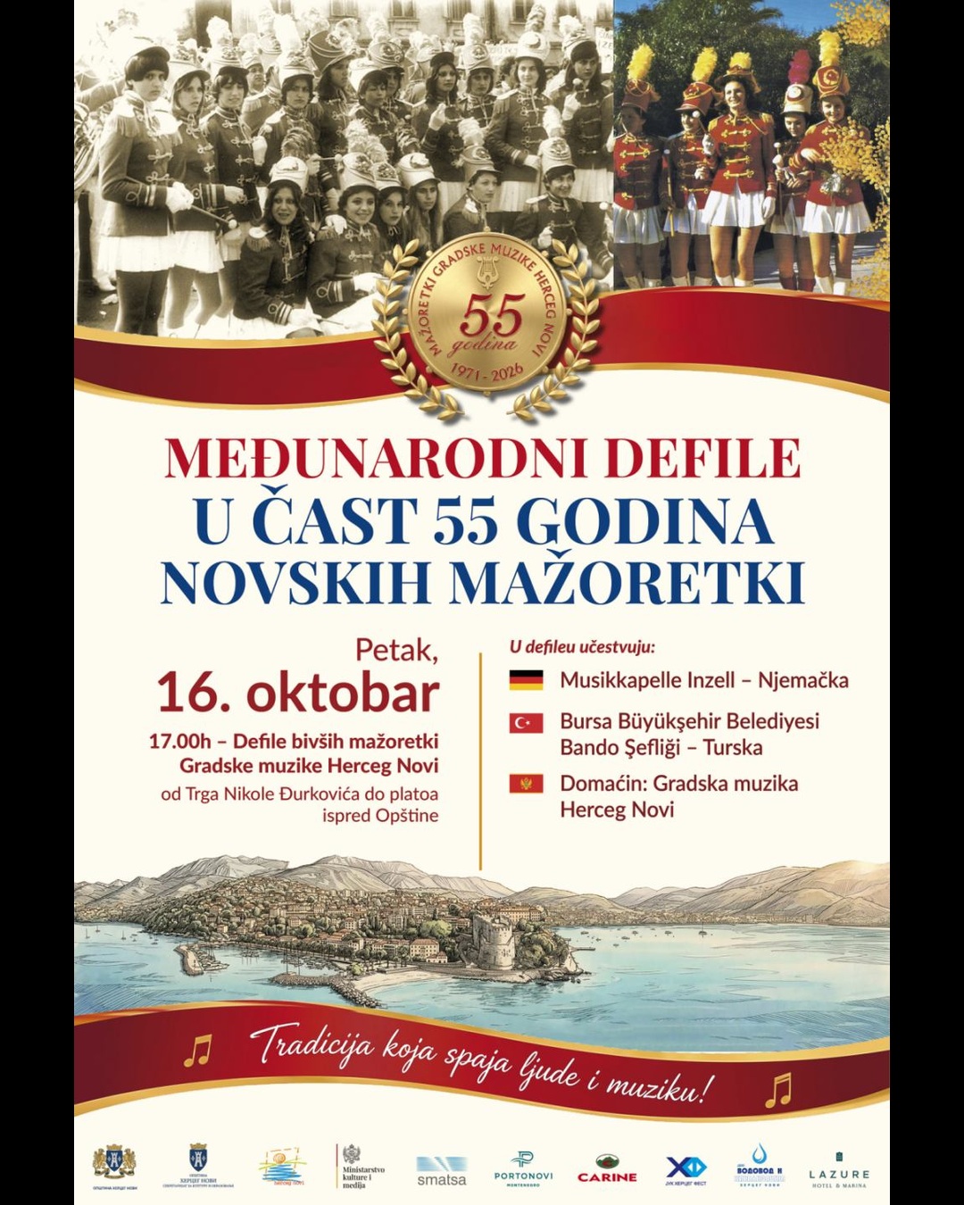 Međunarodni defile u čast 55 godina novskih mažoretki, Trg Nikole Đurkovića