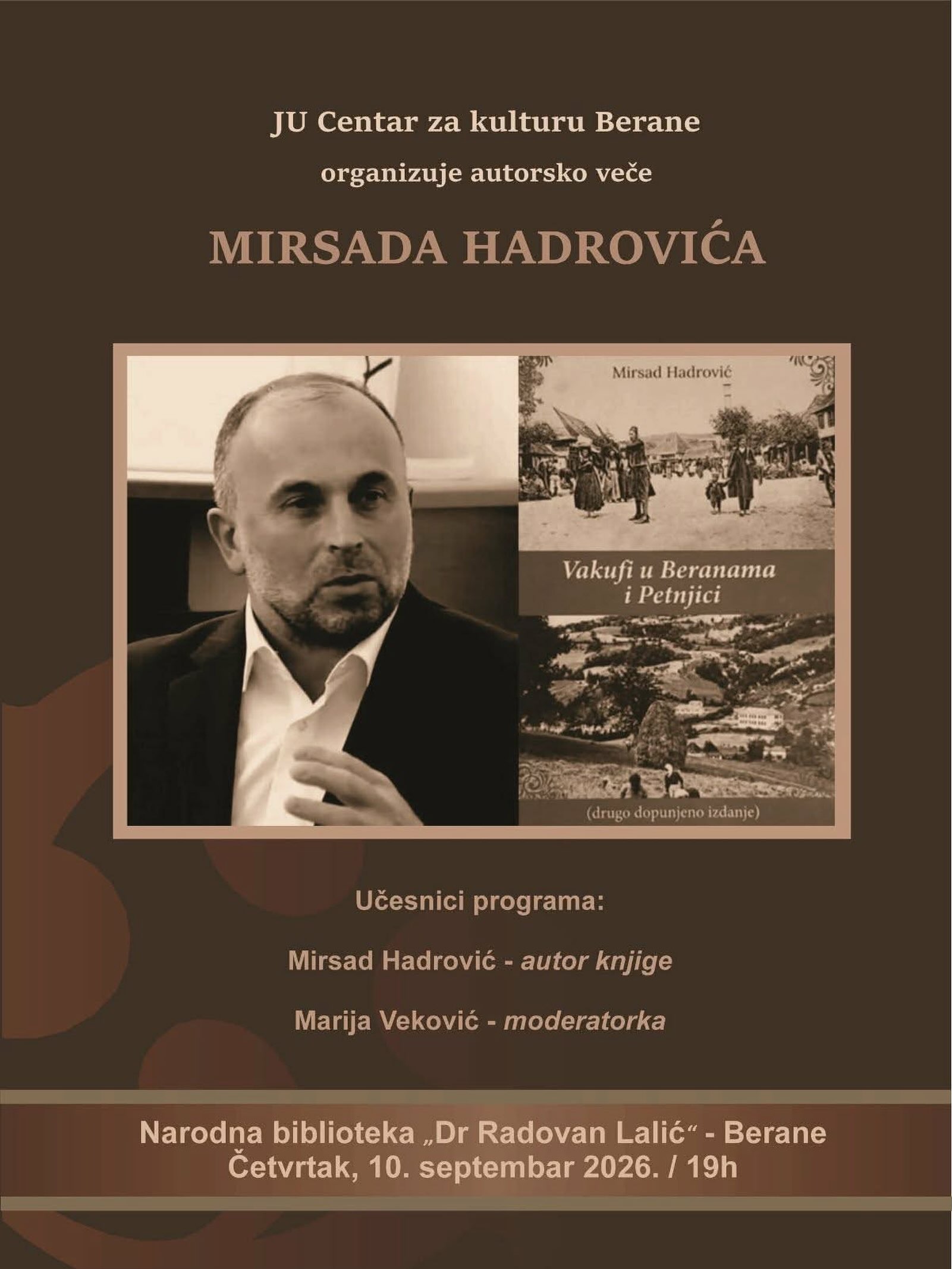 Autorsko veče Mirsada Hadrovića, Narodna biblioteka "Dr Radovan Lalić"