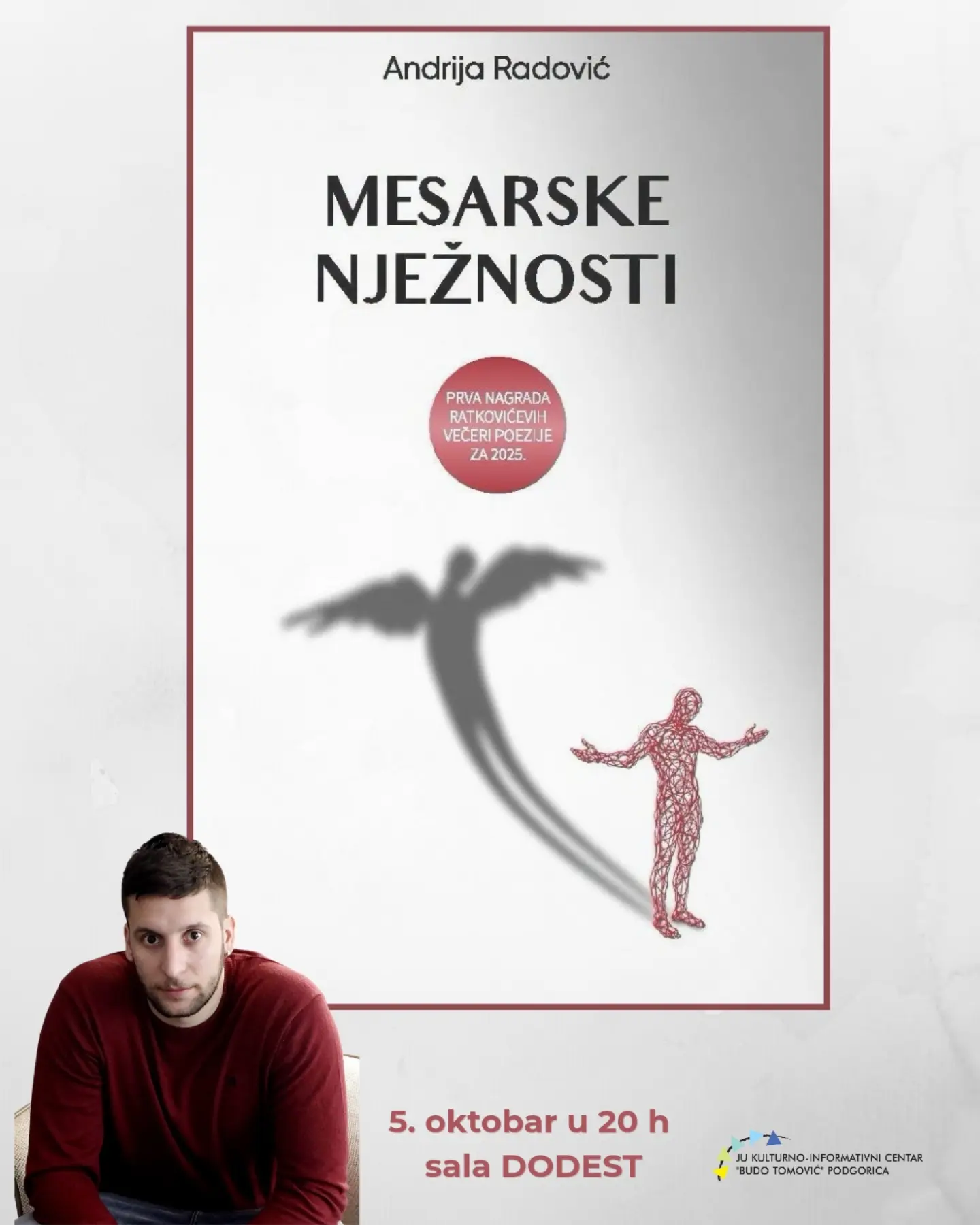 Promocija zbirke poezije „Mesarske nježnosti“ Andrije Radovića, KIC 'Budo Tomović'