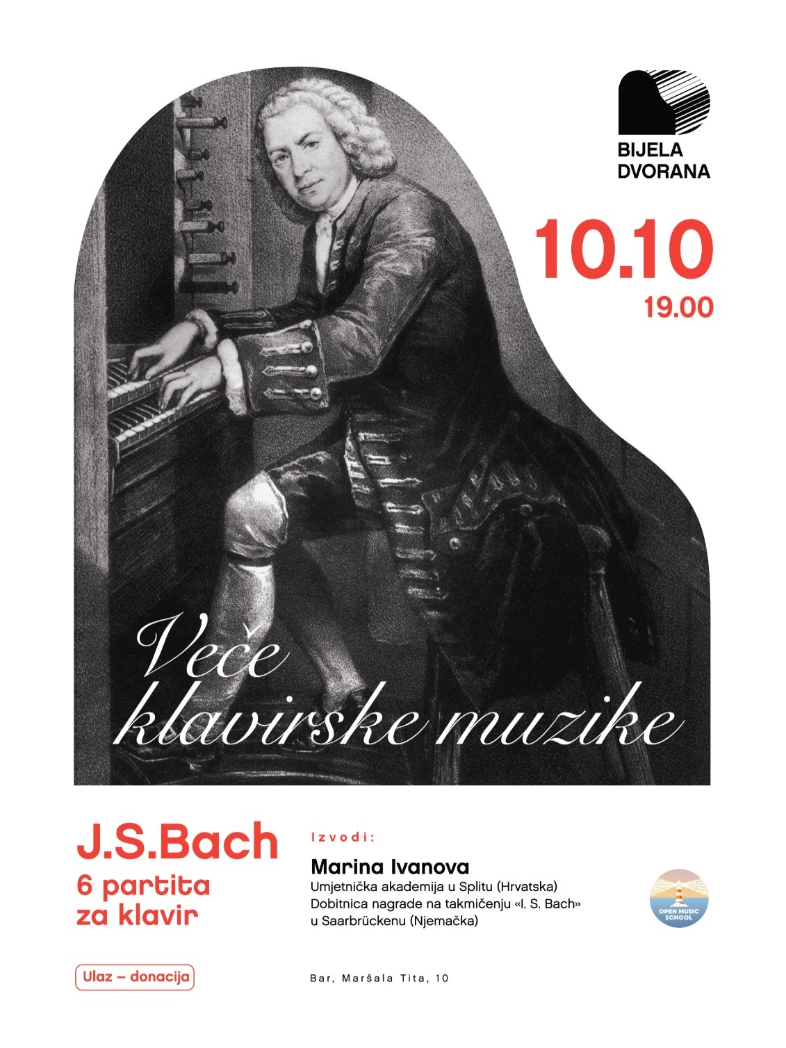 Вечер фортепианной музыки: И. С. Бах -- 6 партит для клавира, Bijela Dvorana / Adriatic Open School