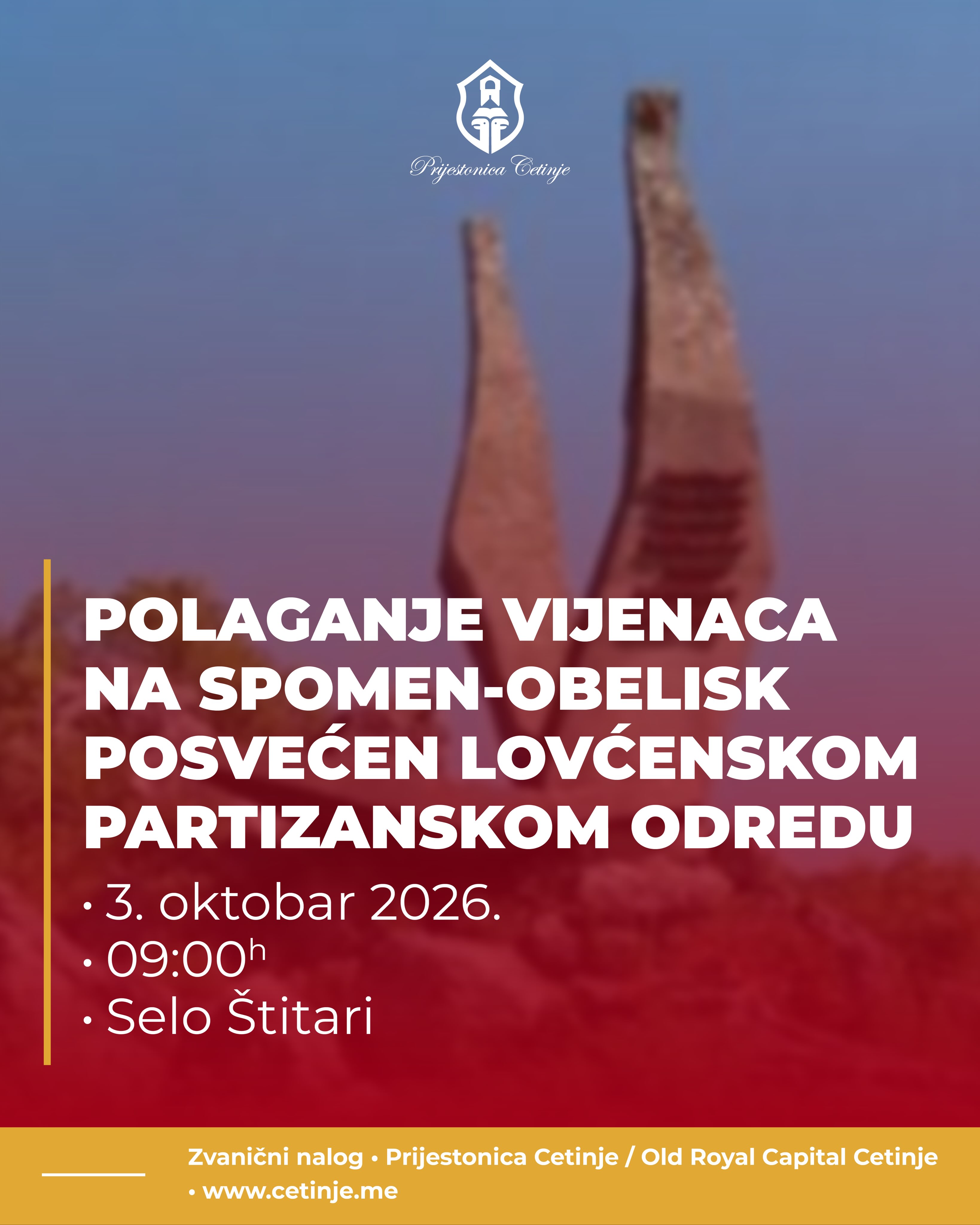 Polaganje vijenaca na Spomen-obelisk posvećen Lovćenskom partizanskom odredu, Selo Štitari