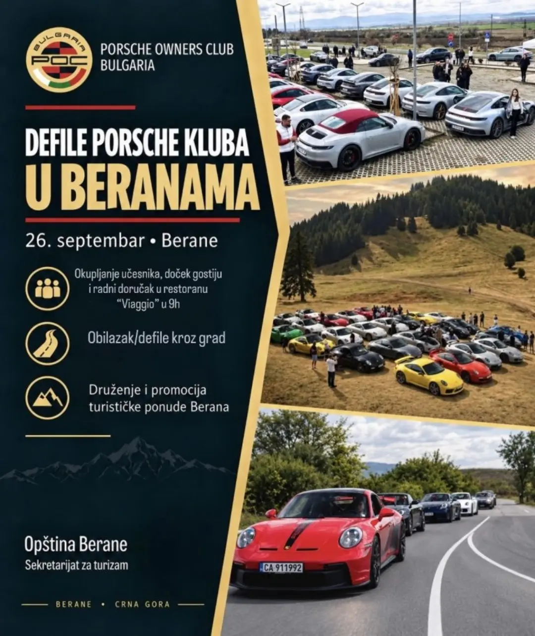 Defile Porsche automobila kroz Berane, Berane