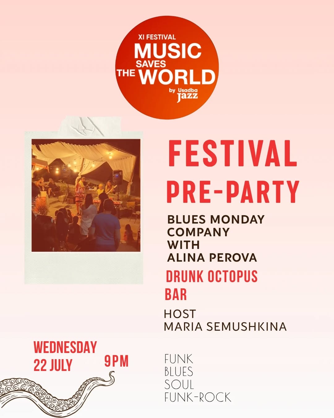 Pre-Party Фестиваля Music Saves the World: Blues Monday Company с Алиной Перовой