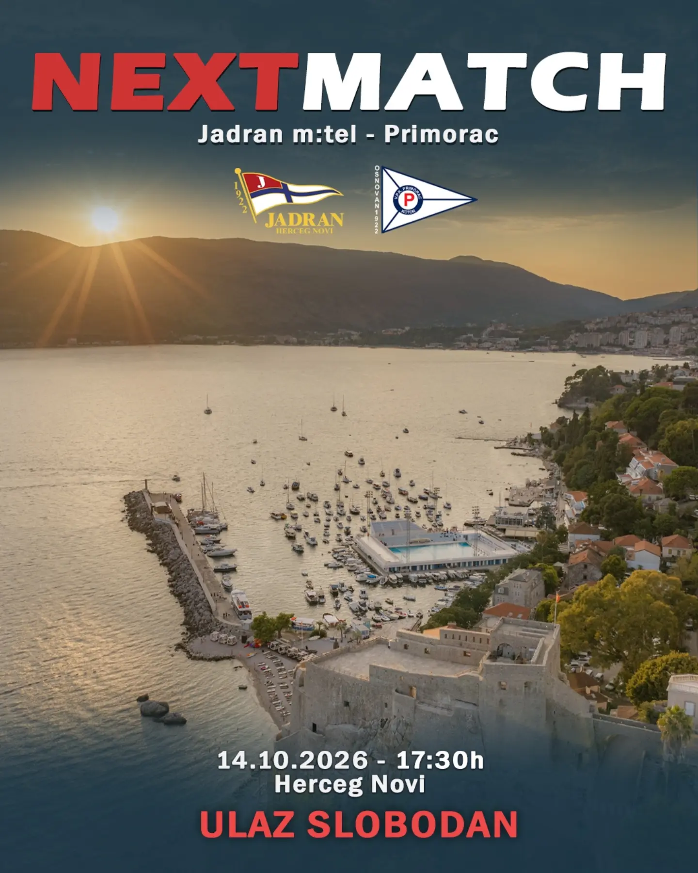 Bokeški derbi: Jadran m:tel -- Primorac, Bazen Jadran