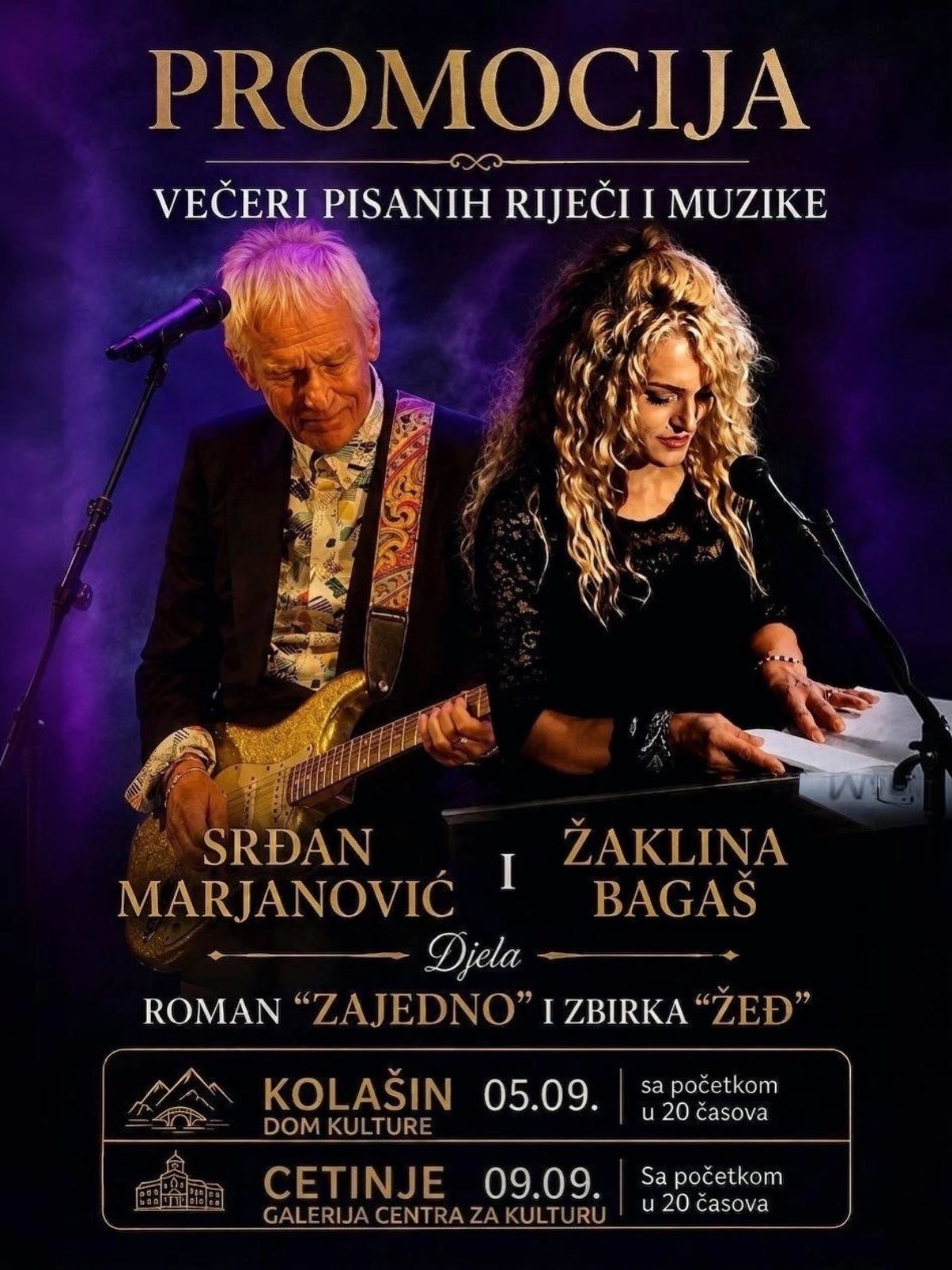 Promocija knjiga „Zajedno" i „Žeđ" sa Srđanom Marjanovićem i Žaklinom Bagaš, Galerija Centra za kulturu