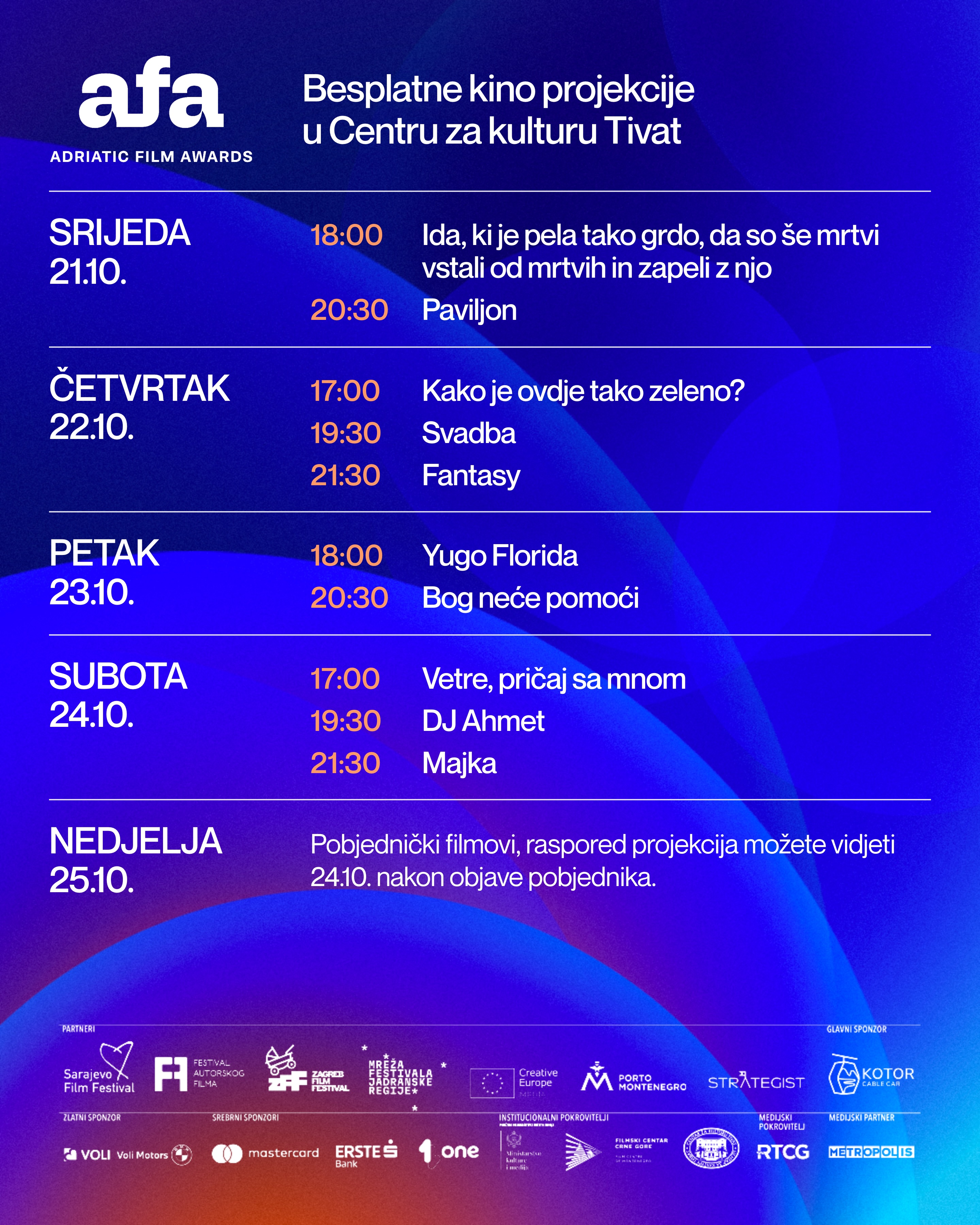 Adriatic Film Awards -- projekcija filma "Paviljon", Centar za kulturu Tivat