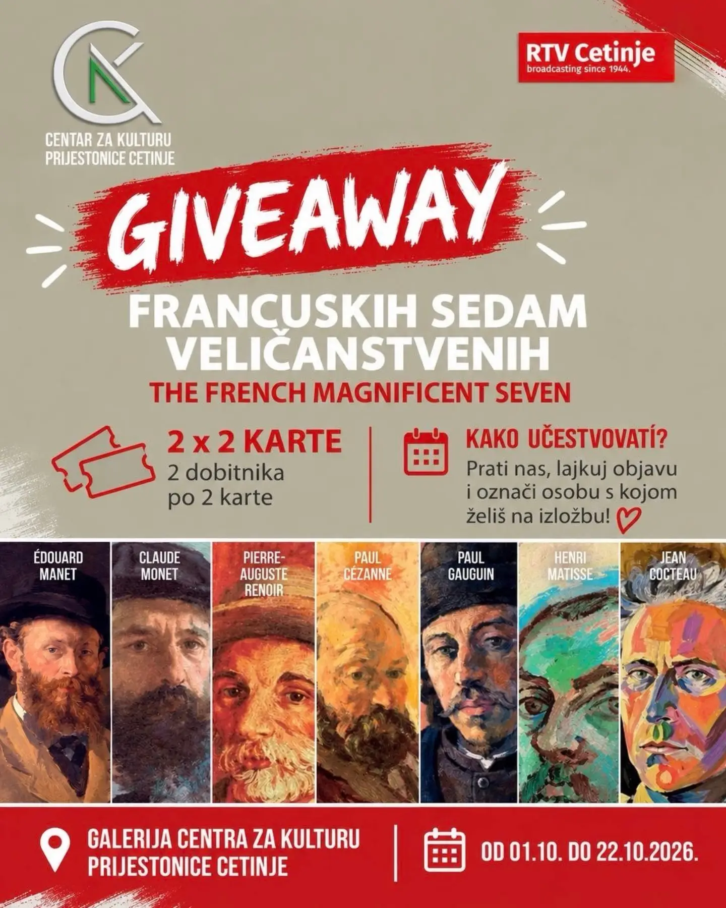 Izložba „The French Magnificent Seven", Galerija Centra za kulturu Prijestonice Cetinje