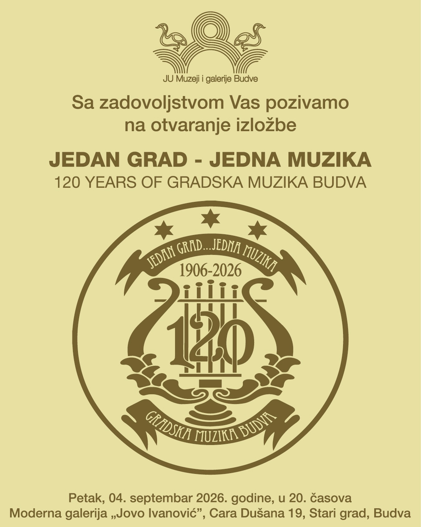 Jedan grad, jedna muzika - 120 years of Gradska muzika Budva, Moderna galerija "Jovo Ivanović"