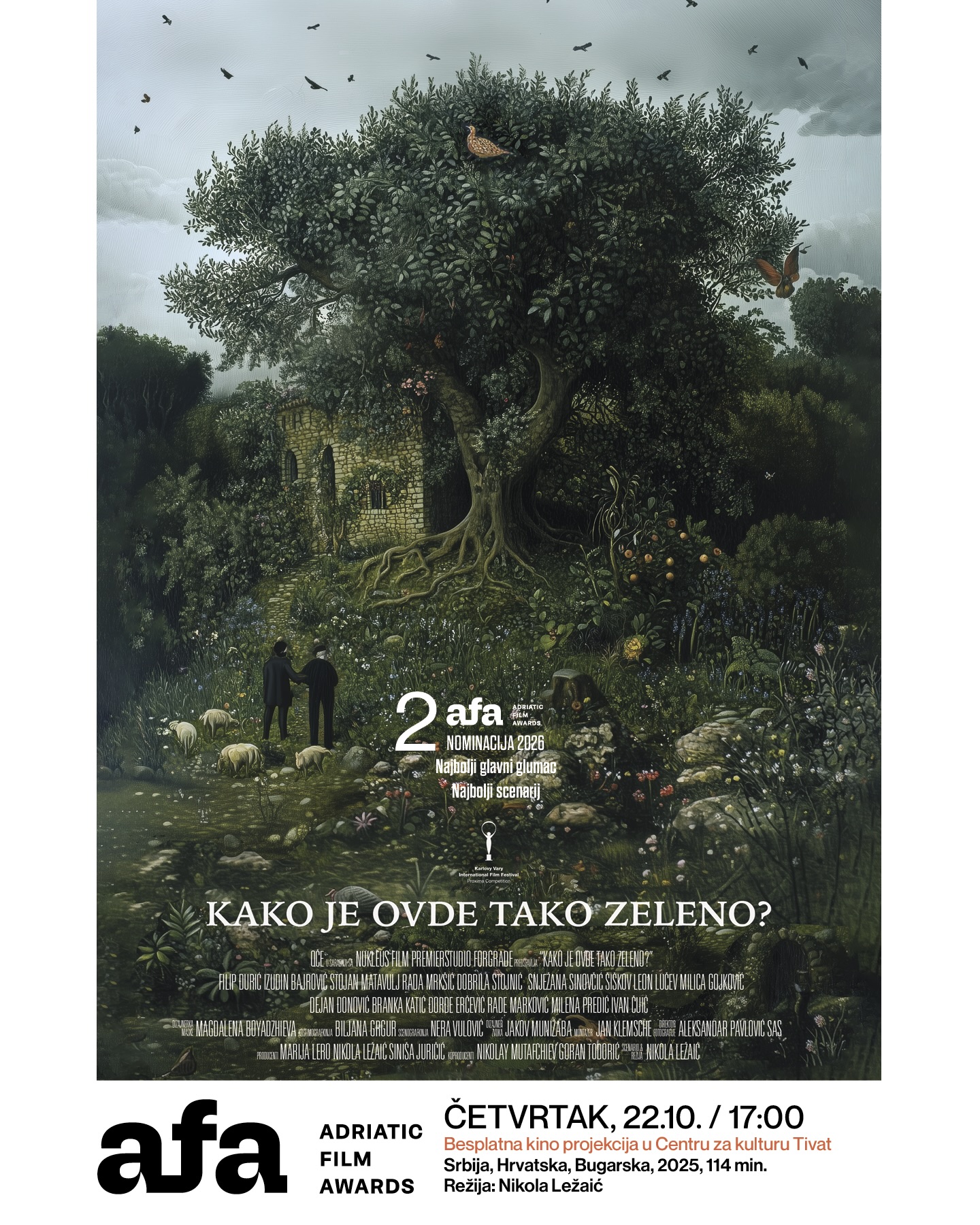 Adriatic Film Awards -- projekcija filma "Kako je ovde tako zeleno?", Centar za kulturu Tivat