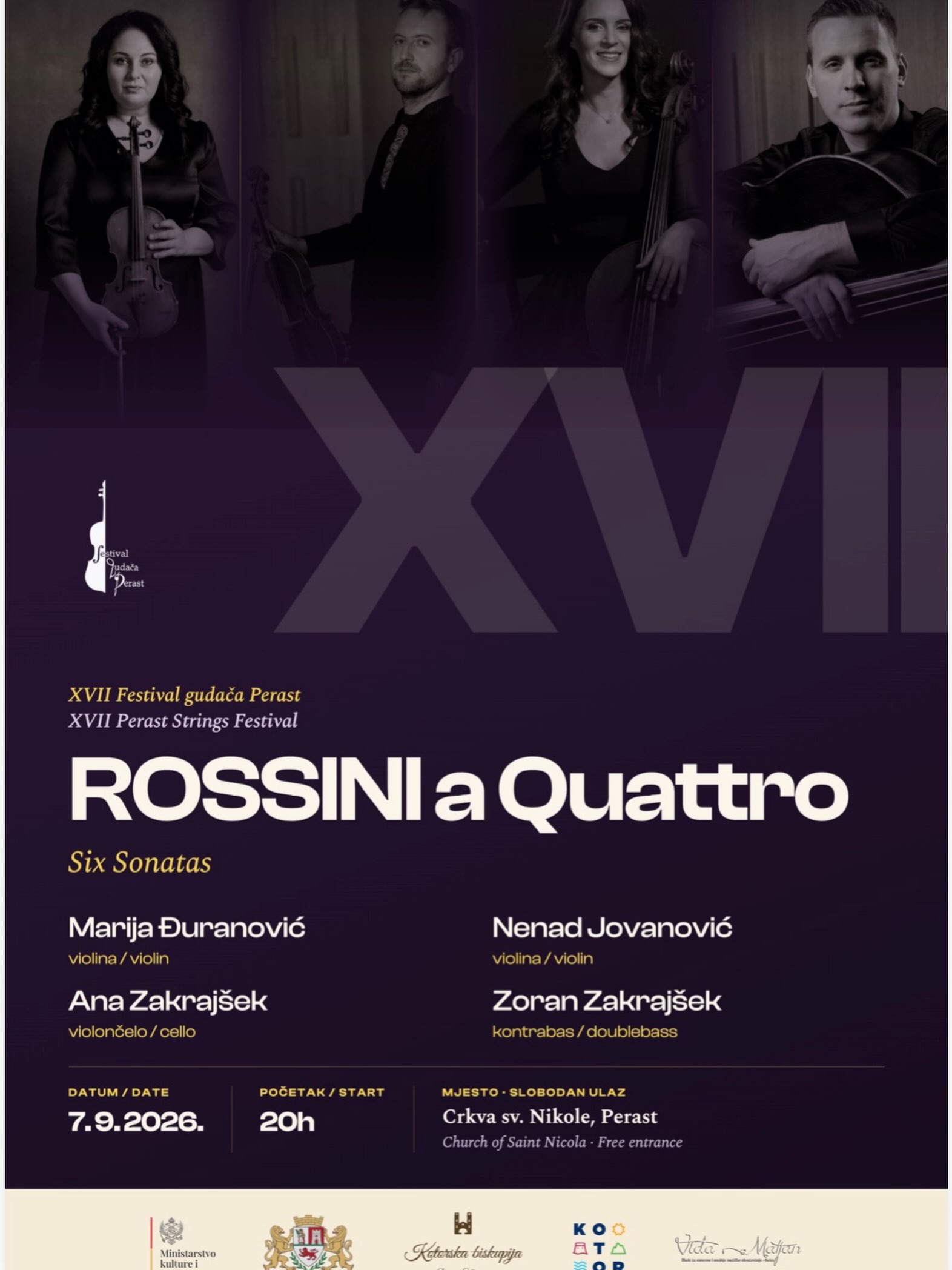 XVII Festival gudača Perast: Rossini La Quattro - Six Sonatas, Crkva sv. Nikole, Perast