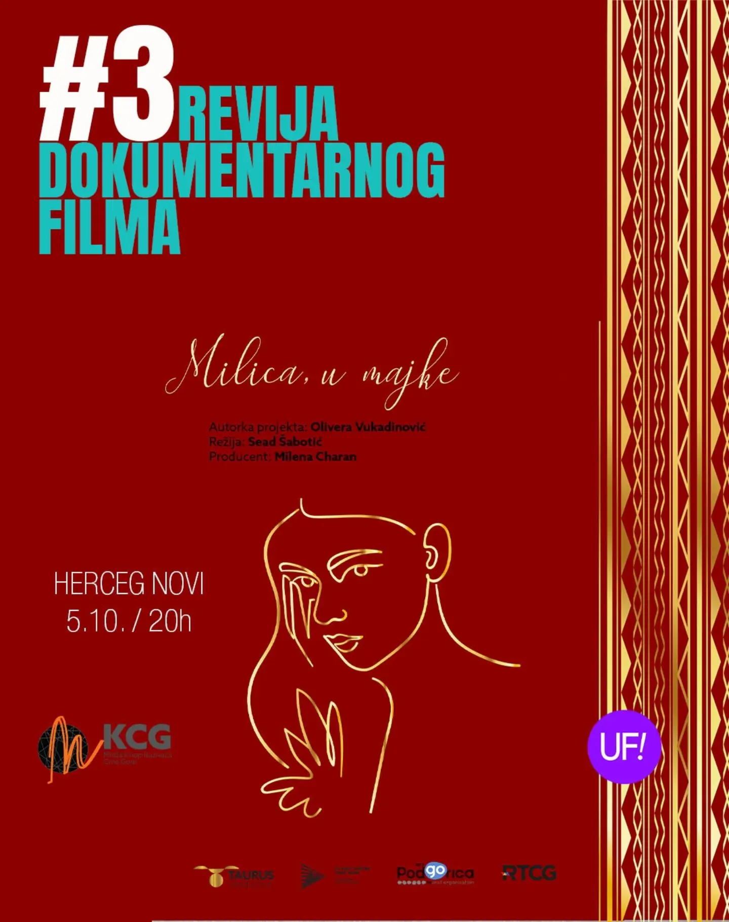 Treća revija dokumentarnog filma: „Milica, u majke", KCG