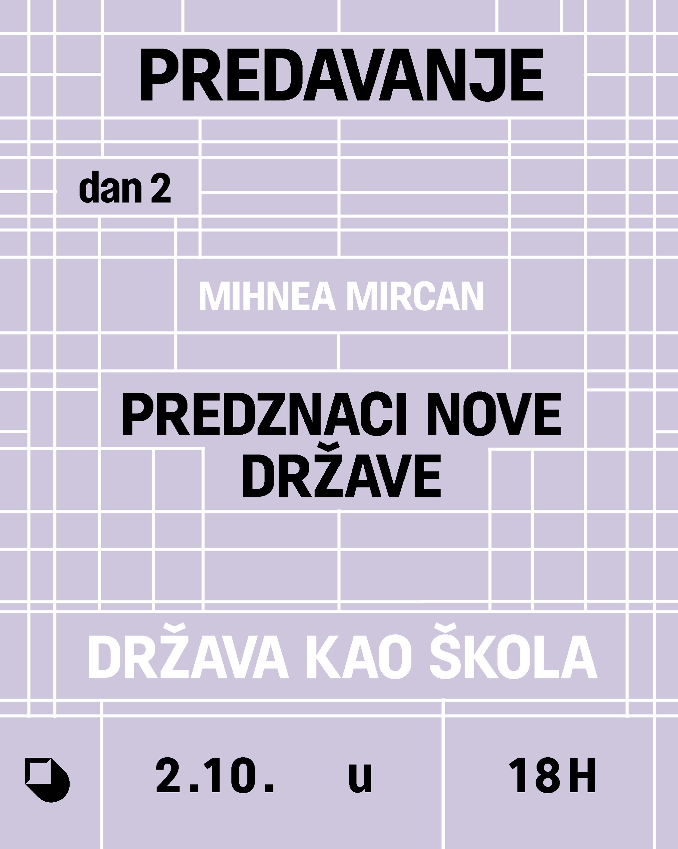 PREDAVANJE: Predznaci nove države -- Mihnea Mircan, Galerija MSUCG (Njegoševa 2)