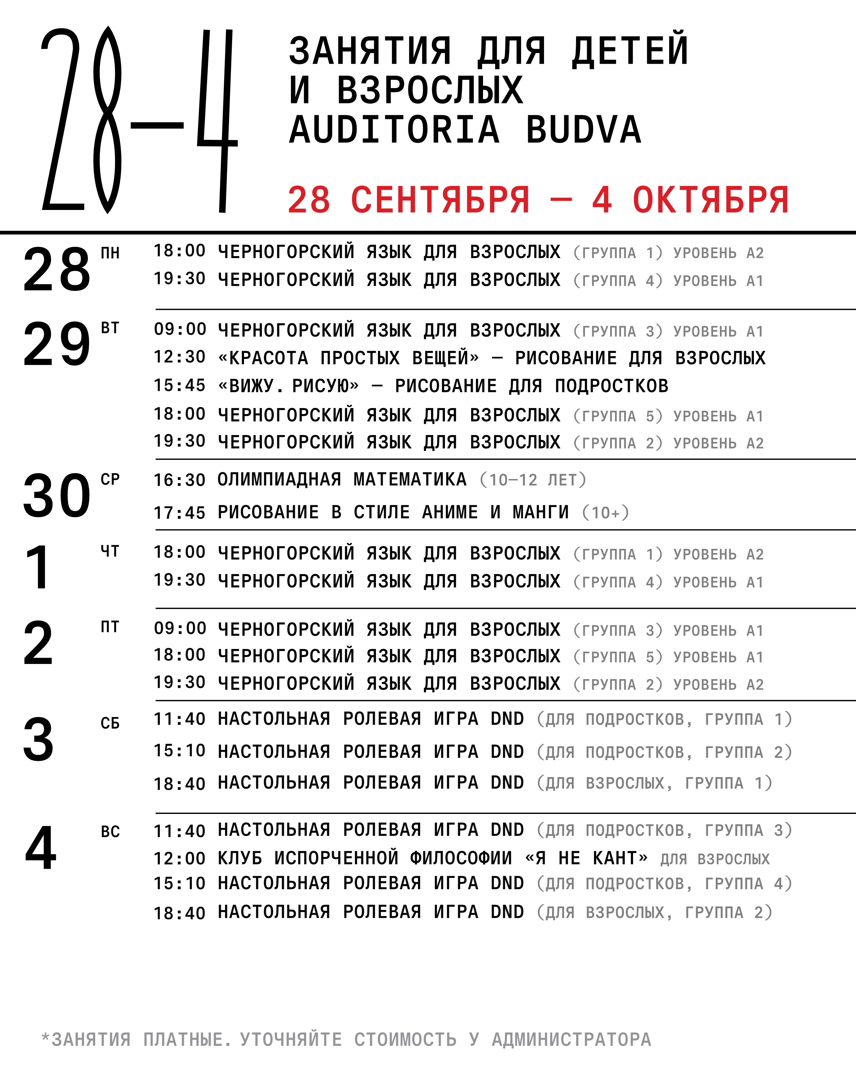 Клуб испорченной философии «Я не Кант» для взрослых, Auditoria Budva