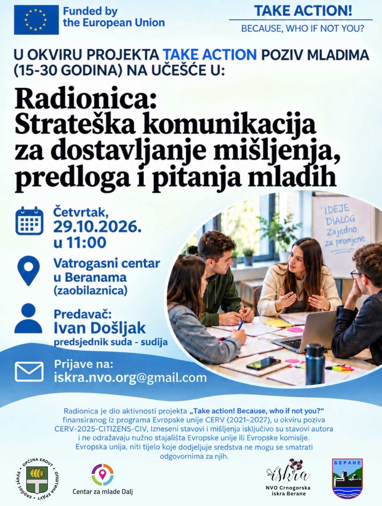 Radionica: Strateška komunikacija za dostavljanje mišljenja, predloga i pitanja mladih, Vatrogasni centar u Beranama (zaobilaznica)