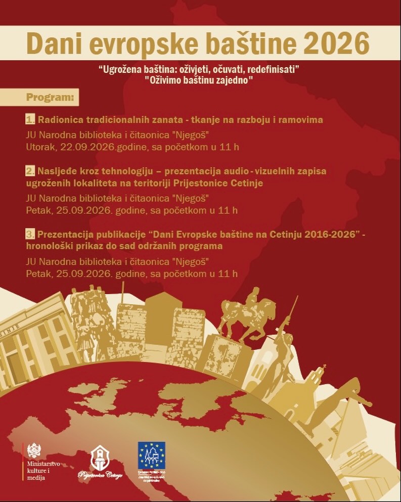 Prezentacija publikacije "Dani Evropske baštine na Cetinju 2016-2026", JU Narodna biblioteka, čitaonica "Njegoš"