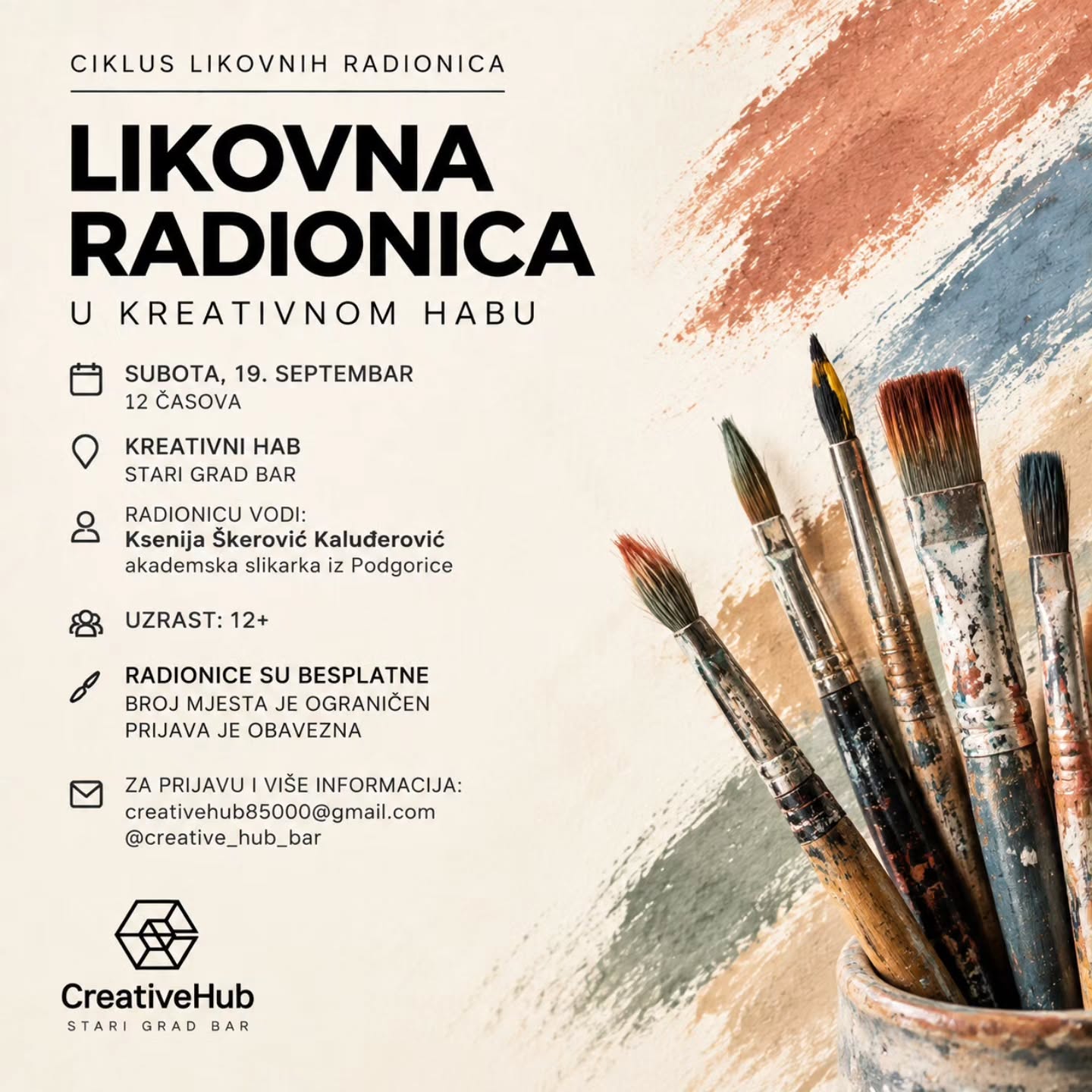 Ciklus likovnih radionica "Nevidljiva strana Mjeseca", Kreativni hab, Stari grad Bar