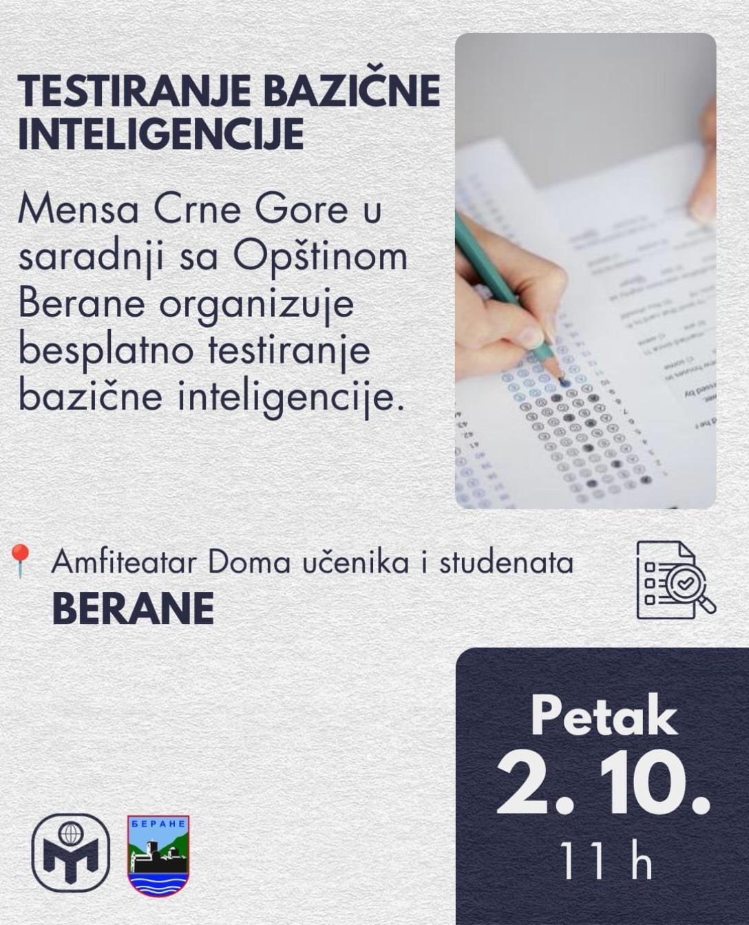 Besplatno testiranje bazične inteligencije (Mensa Crne Gore)